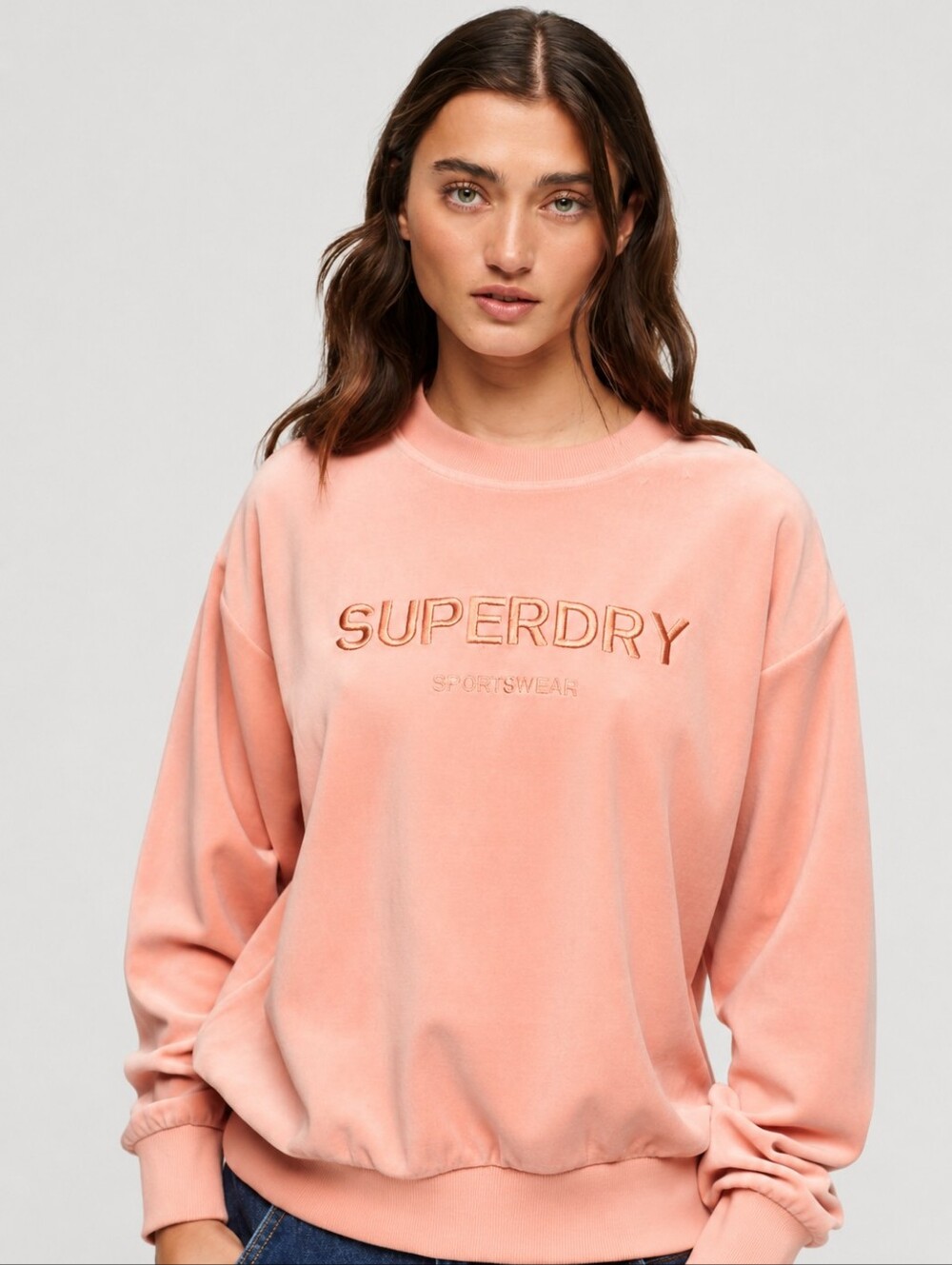 Superdry Sportwear Embroidered Logo Crewneck Sweatshirt Pink Pullover Size 12
